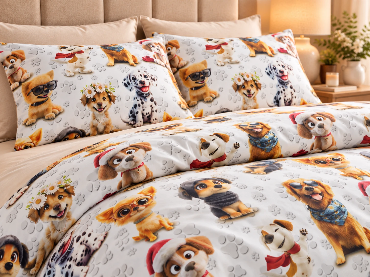 Lenjerie pat Ranforce 100% Cotton Pro (Cozy Dog Print) - Marime: O persoana [3]