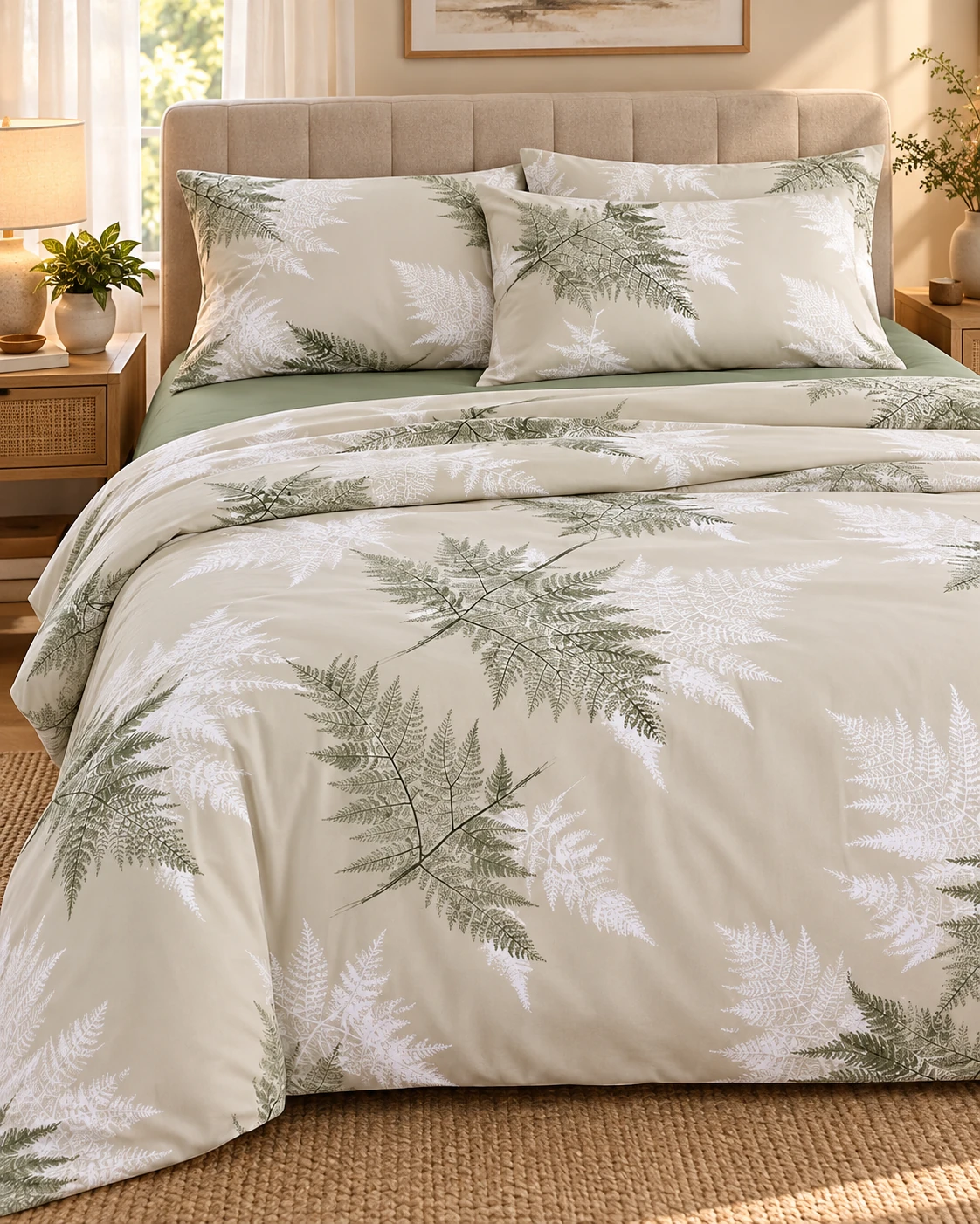 Lenjerie pat Ranforce 100% Cotton Pro (Cozy Fern-Patterned) - Marime: O persoana [4]