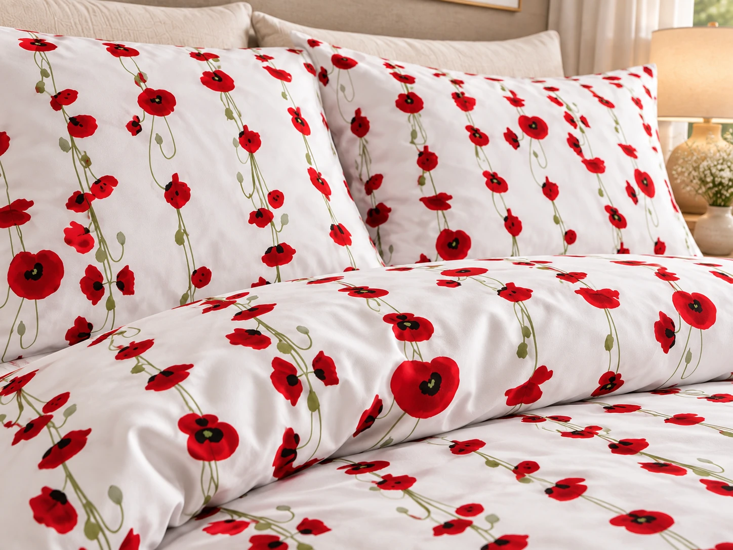 Lenjerie pat Ranforce 100% Cotton Pro (Cozy Norning with Red) - Marime: O persoana [2]