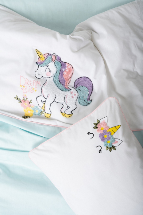 Lenjerie pătuț bebe, broderie 3D, bumbac 100%, Cotton Box, Dolly - Mint [2]