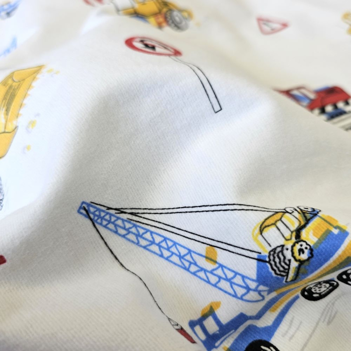 Material textil finet, 240cm, 100% bumbac, Alb cu camioane [3]