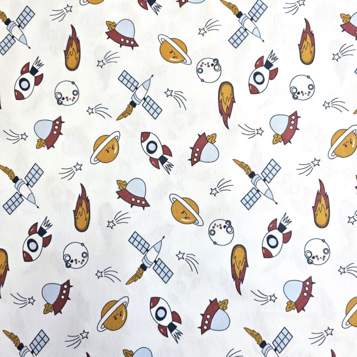Material textil finet, 240cm, 100% bumbac, Alb Space [2]