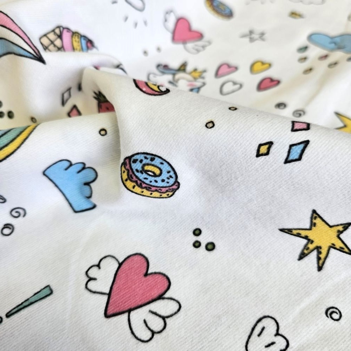 Material textil finet, 240cm, 100% bumbac, Happy Unicorn [3]