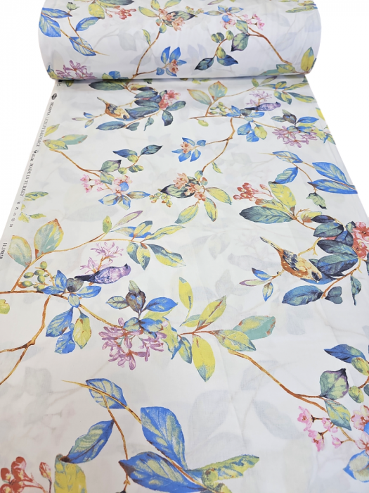 Material textil ranforce, 240cm, bumbac 100%, Alb cu crengute [2]