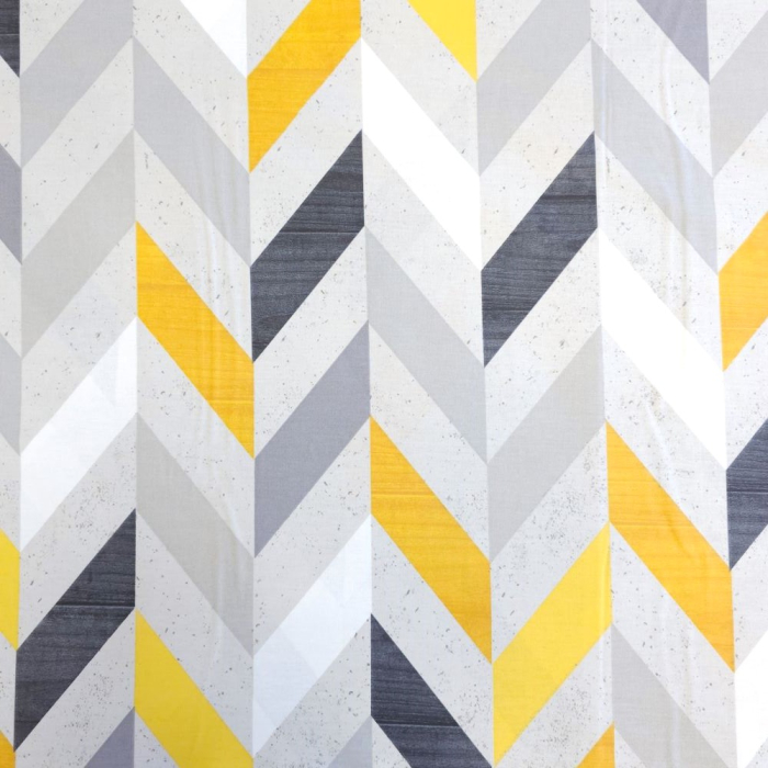 Material textil ranforce, 240cm, bumbac 100%, Zig Zag-uri galben/gri [2]