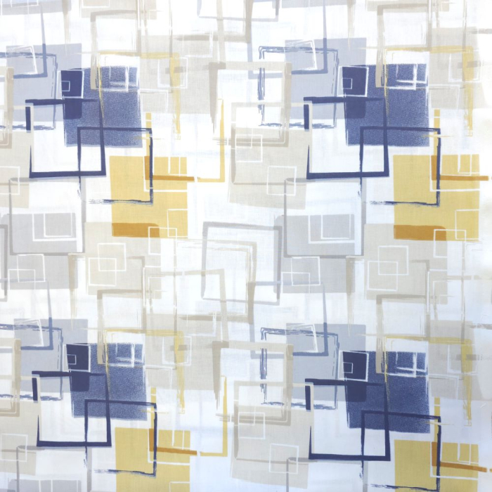 Material textil ranforce, 240cm, bumbac 100%, Alb cu patrate albastre [2]