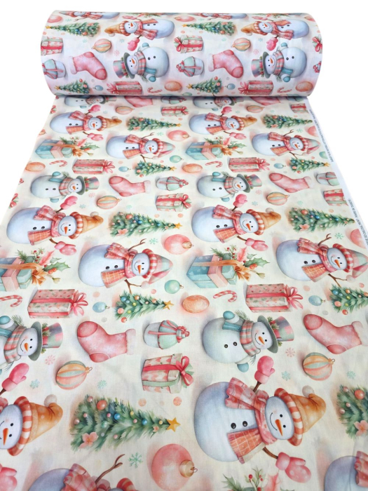 Material textil ranforce 5D, 240cm, bumbac 100%, Craciun - Om de zapada [1]