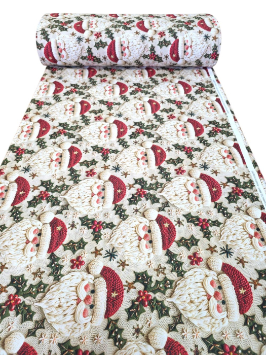 Material textil ranforce 5D, 240cm, bumbac 100%, Craciun - Mos Craciun crosetat [1]