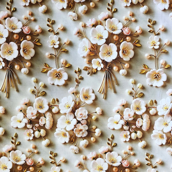 Material textil ranforce 5D, 240cm, bumbac 100%, Flori de cires [2]