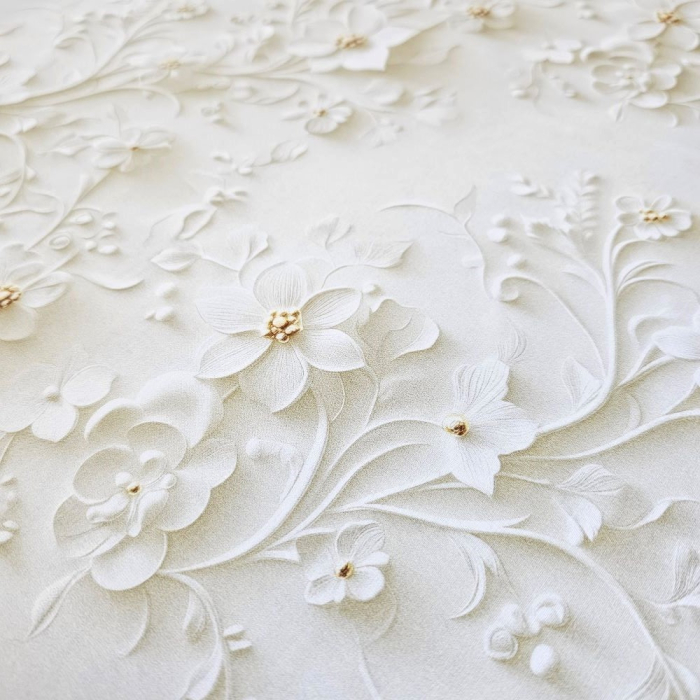 Material textil ranforce 5D, 240cm, bumbac 100%, Alb dantelat [3]