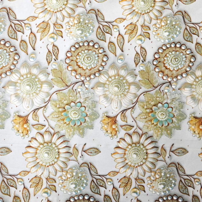 Material textil ranforce 5D, 240cm, bumbac 100%, Perlute si flori [2]