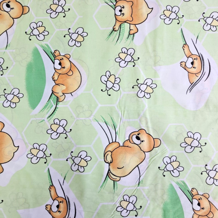 Material textil ranforce, bumbac 100%, Verde cu ursuleti [2]