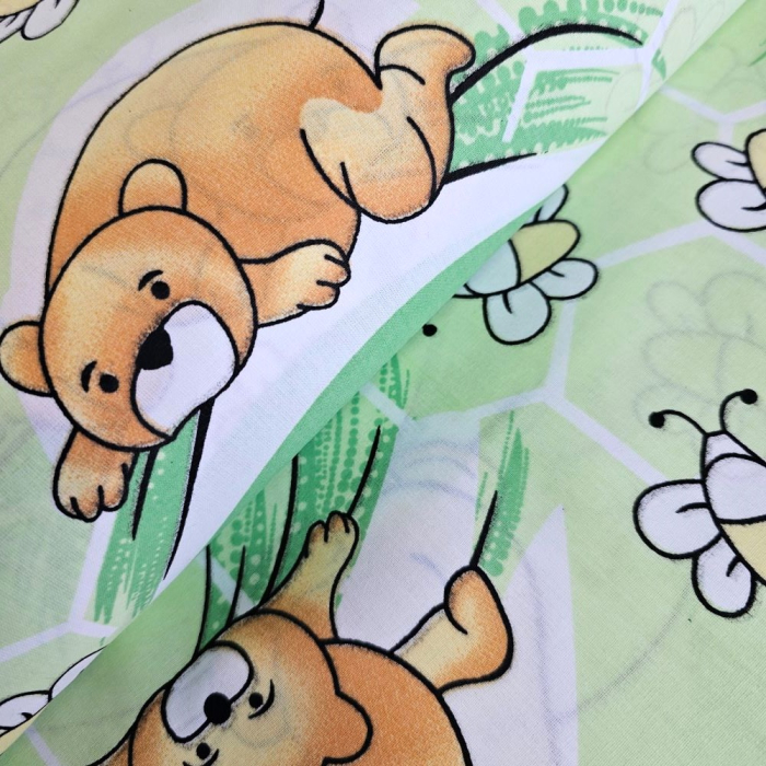 Material textil ranforce, bumbac 100%, Verde cu ursuleti [1]