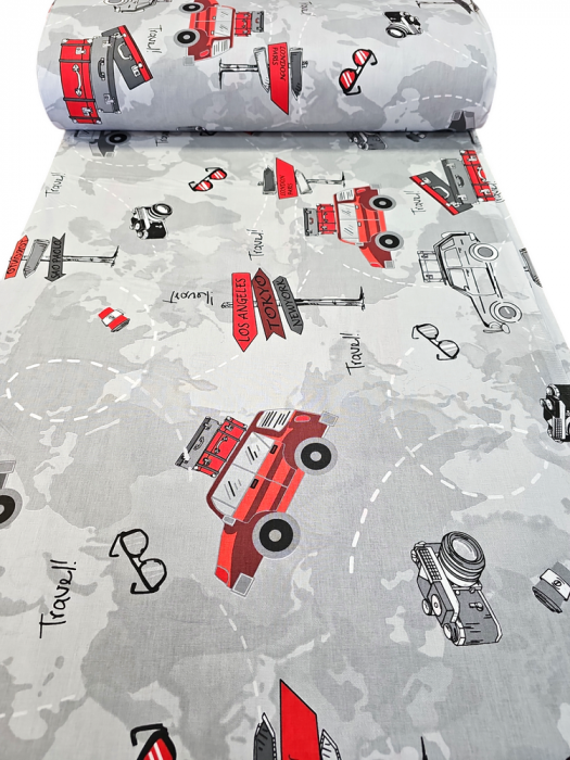 Material textil ranforce, bumbac 100%, Travel - gri [3]