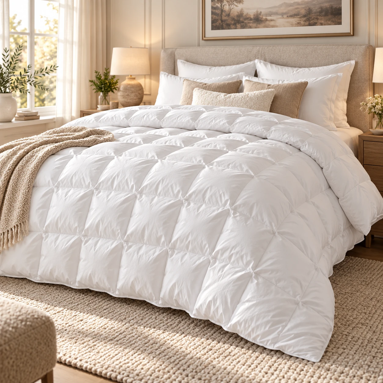 Pilota Casetata Luxury cu Puf de Gasca 100% - Bumbac Natural, 200x230 cm [3]