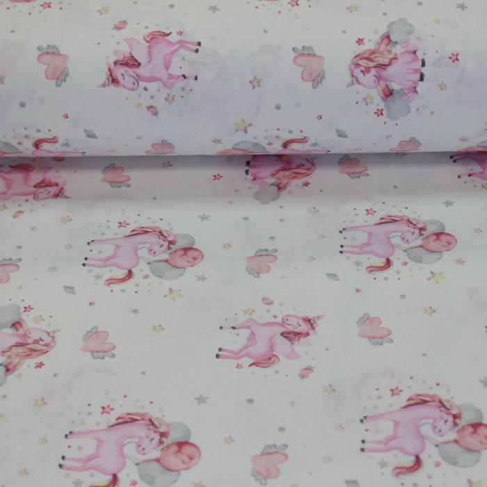 Ranforce alb cu unicorni roz [2]