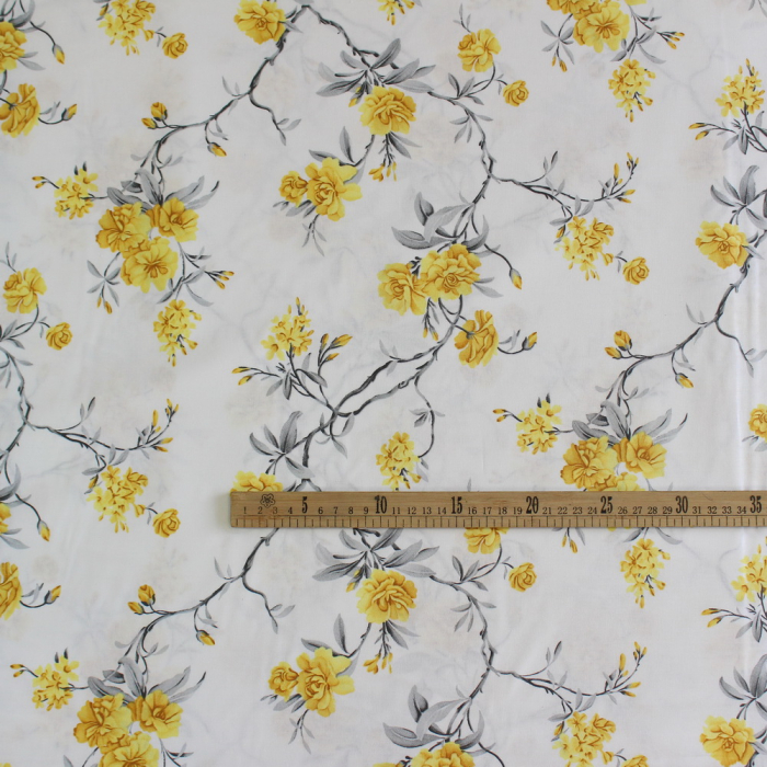 Ranforce alb cu flori galbene [3]