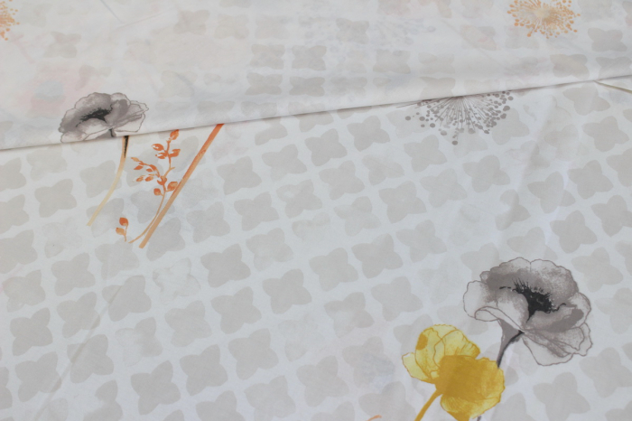 Ranforce alb cu flori portocalii si galbene [3]