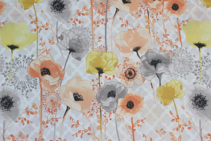 Ranforce alb cu flori portocalii si galbene [2]