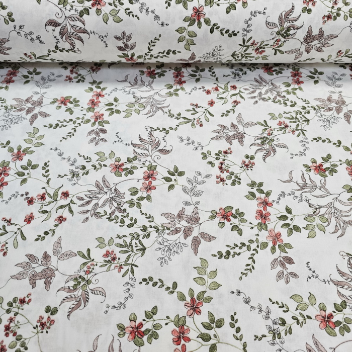 Ranforce alb cu flori de camp rosii [2]