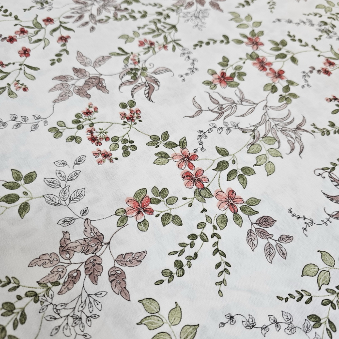 Ranforce alb cu flori de camp rosii [4]