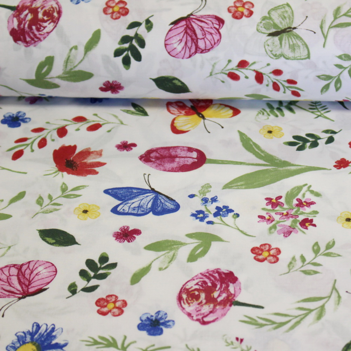 Ranforce alb cu floricele și fluturasi [2]