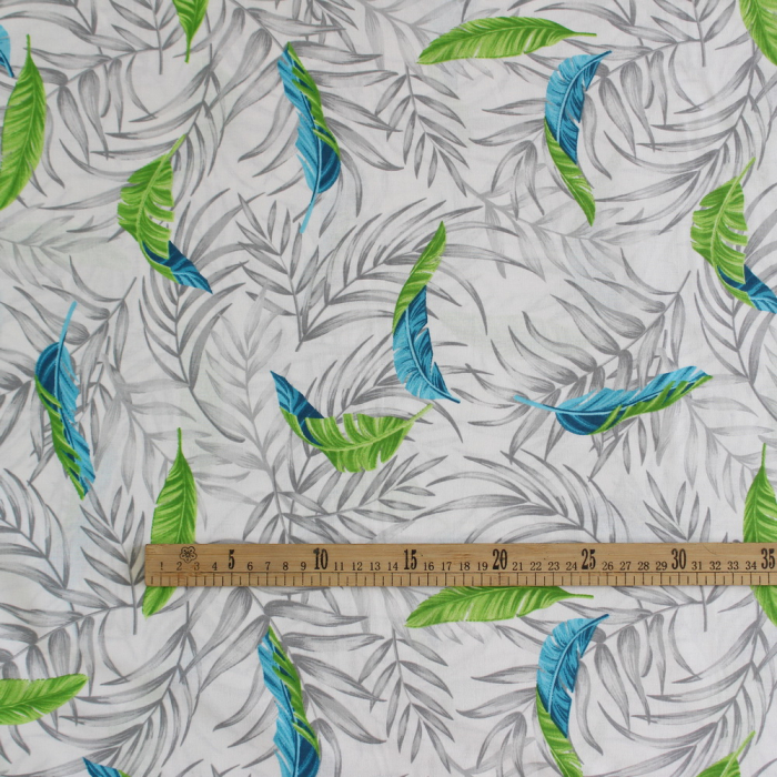 Ranforce alb cu frunze gri și pene turcoaz [3]