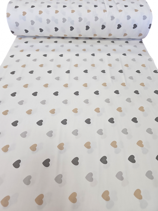 Ranforce alb cu inimioare gri si crem [3]