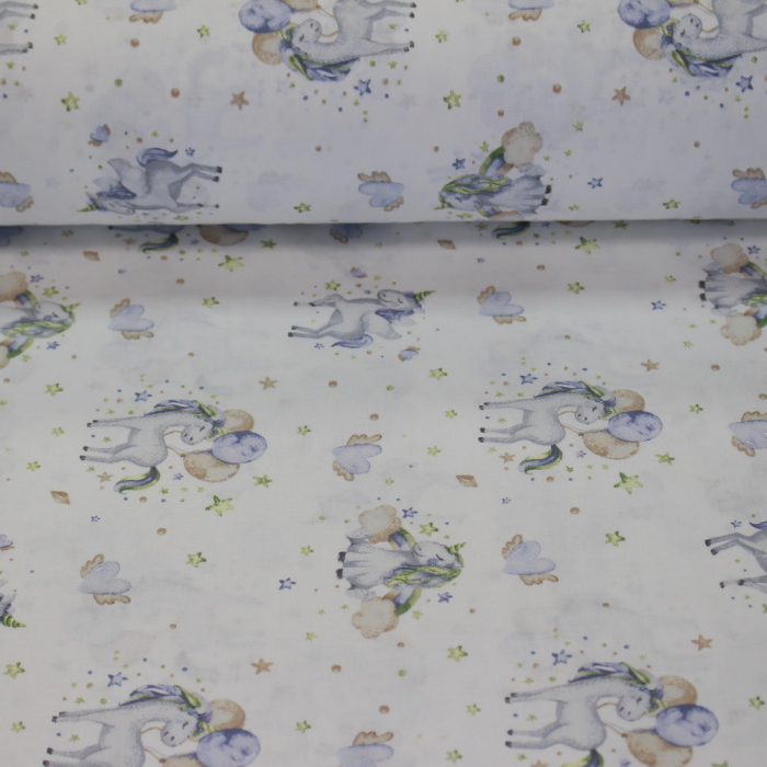 Ranforce alb cu unicorni bleu [2]