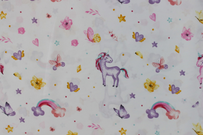 Ranforce alb cu fluturasi, unicorni si curcubeu [2]