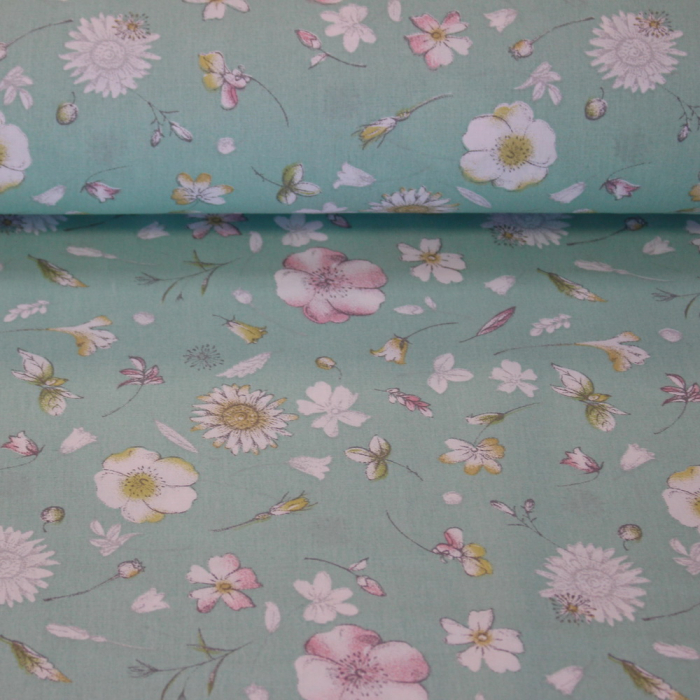 Ranforce turcoaz pal cu flori albe [2]