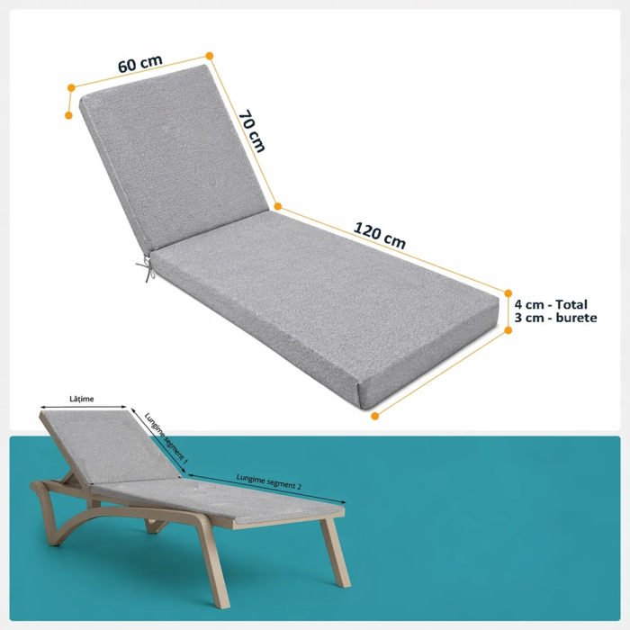 Saltea sezlong premium doua segmente - cu perna [2]