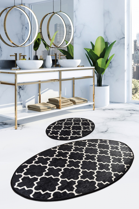 Set 2 covorase de baie, Chilai Home, Kupa - Black [1]