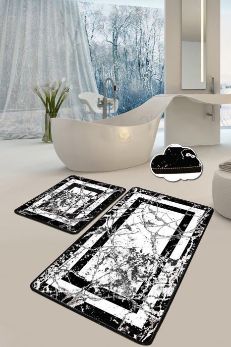 Set 2 covorase de baie, Chilai Home, Marmor - Black [1]