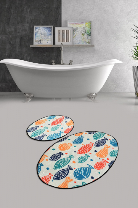 Set 2 covorase de baie, Chilai Home, Fish Djt - Colourful [1]