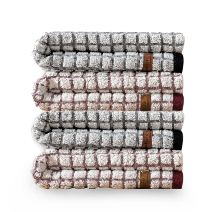 Set 4 prosoape, 50x90cm, Cotton Box, Nature - negru si rosu [3]