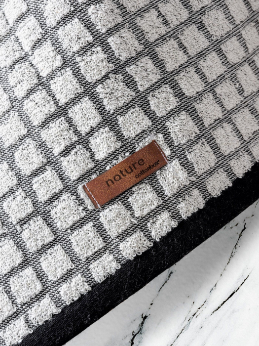 Set 4 prosoape, 50x90cm, Cotton Box, Nature - negru si rosu [2]