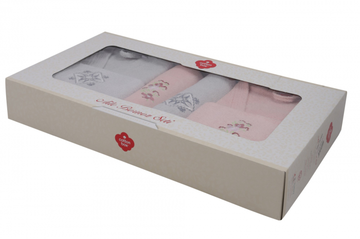 Set 4 prosoape si 2 halate de baie, Cotton Box, Nakıslı Aile - Powder, Grey v1 [5]