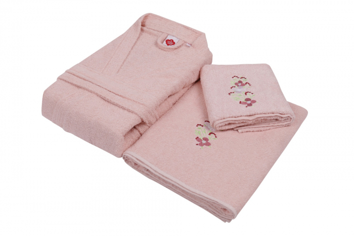 Set 4 prosoape si 2 halate de baie, Cotton Box, Nakıslı Aile - Powder, Grey v1 [3]