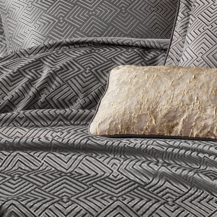 Set cuvertură lux jacquard, Cotton Box, Esta - Anthracite [2]