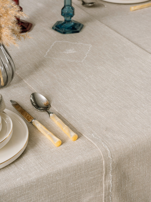 Set fata de masa, 8 piese, Cotton Box, Pera - Beige, 175x240cm [3]