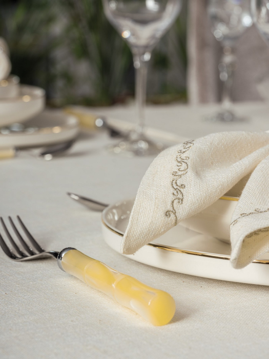 Set fata de masa, 8 piese, Cotton Box, Pera - Ecru, 175x240cm [7]