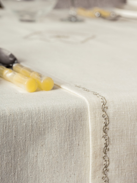 Set fata de masa, 8 piese, Cotton Box, Pera - Ecru, 175x240cm [2]