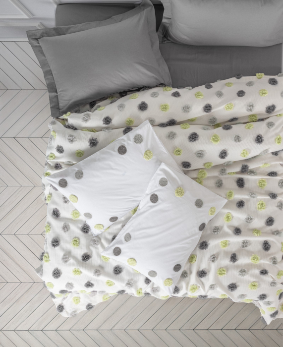 Set pique lenjerie și cuvertură, 4 piese, bumbac 100%, Cotton Box, Leroy - Grey [2]