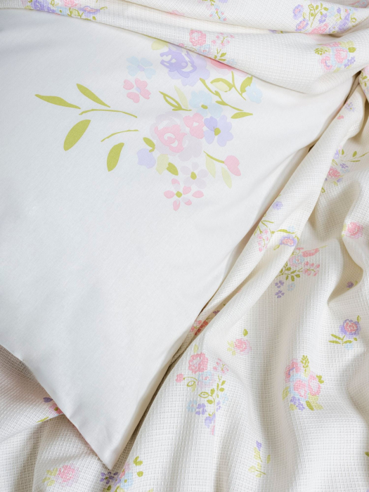 Set pique lenjerie și cuvertură, 4 piese, bumbac 100%, Cotton Box, Petal - Pink [3]