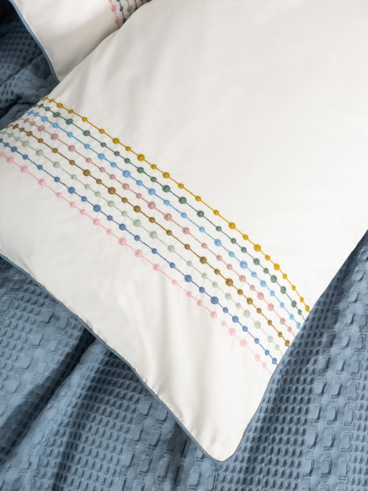 Set pique lenjerie și cuvertură, 4 piese, bumbac 100%, Cotton Box, Pebble - Indigo [2]