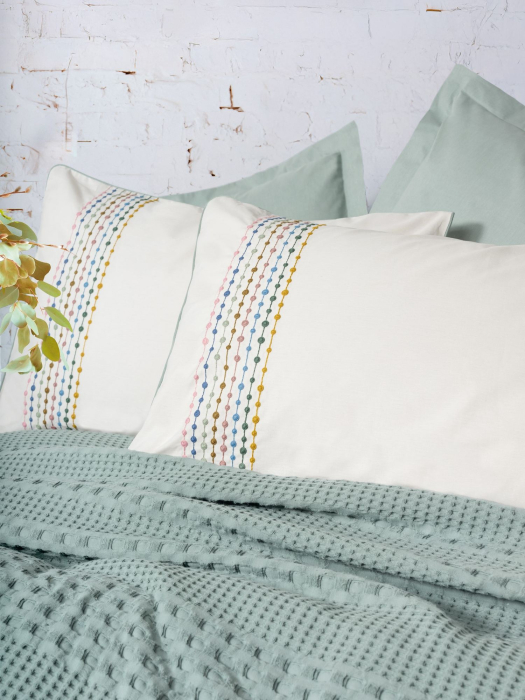 Set pique lenjerie și cuvertură, 4 piese, bumbac 100%, Cotton Box, Pebble - Mint [2]