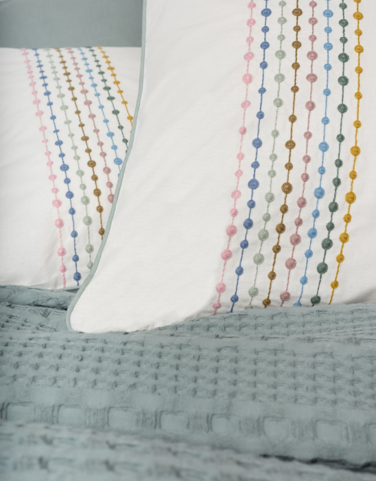 Set pique lenjerie și cuvertură, 4 piese, bumbac 100%, Cotton Box, Pebble - Mint [3]