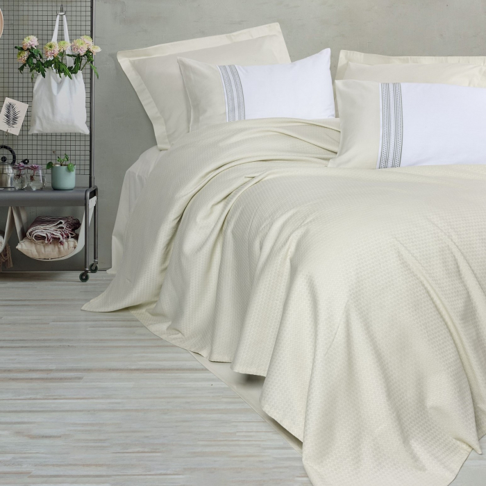 Set pique lenjerie și cuvertură, 6 piese, bumbac 100%, Cotton Box, Lessy - Green [1]