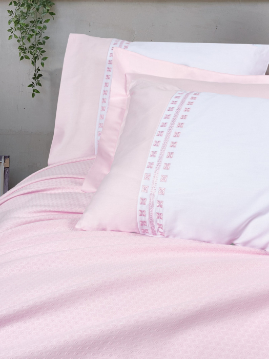Set pique lenjerie și cuvertură, 6 piese, bumbac 100%, Cotton Box, Spruce - Powder [2]